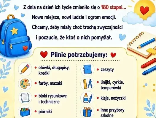 Zbiórka artykułów szkolnych dla dzieci z Domu dla Matek – do 25 września