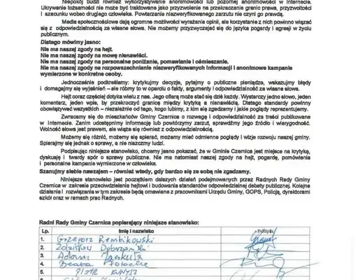 Rada Gminy Czernica mówi stanowcze „nie” hejtowi w debacie publicznej