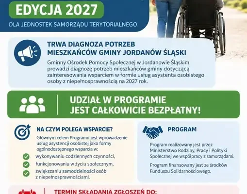 Jordanów Śląski: rusza diagnoza potrzeb na usługi asystenta osobistego dla osób z niepełnosprawnościami