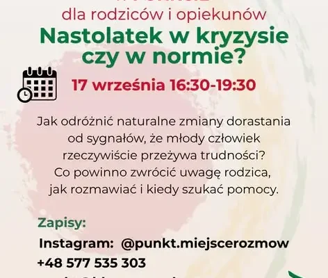 Warsztaty dla rodziców nastolatków w PUNKCIE – zostały ostatnie miejsca