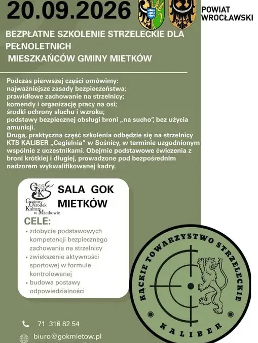 Bezpłatne szkolenie strzeleckie dla mieszkańców gminy Mietków