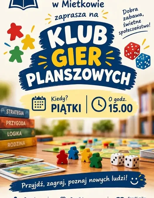 Klub Gier Planszowych w Bibliotece Publicznej w Mietkowie – zaproszenie dla dzieci