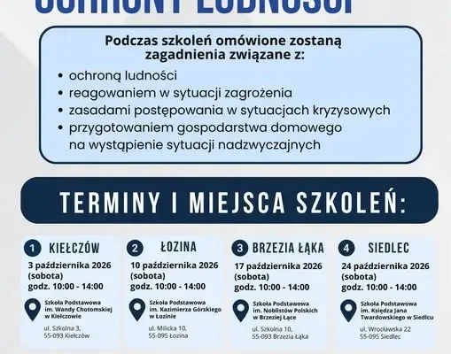 Gmina Długołęka zaprasza na bezpłatne szkolenia z ochrony ludności