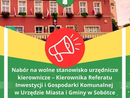 Sobótka szuka kierownika Referatu Inwestycji i Gospodarki Komunalnej