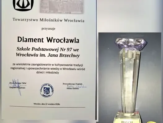 Szkoła Podstawowa nr 97 we Wrocławiu otrzymała Diament Wrocławia