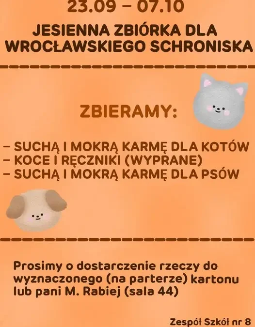 Jesienna zbiórka dla schroniska – pomóż bezdomnym psom i kotom