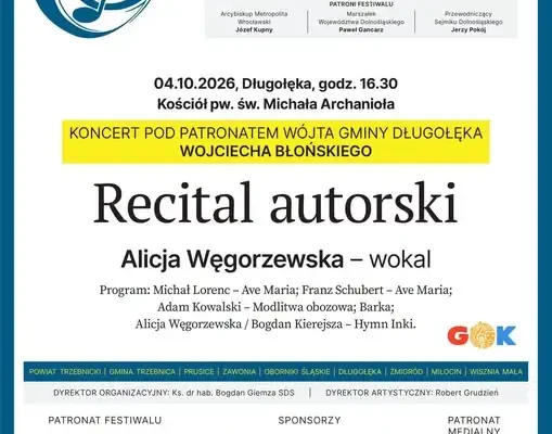 Alicja Węgorzewska wystąpi w Długołęce – recital autorski w ramach festiwalu organowego