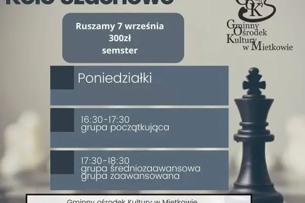 Gminny Ośrodek Kultury w Mietkowie pilnie poszukuje instruktora szachowego