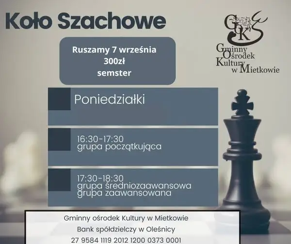 Zajęcia szachowe w GOK Mietków – rusza nowy semestr