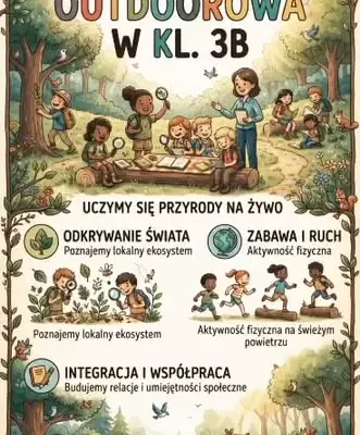 Klasa 3B zamieniła szkolne ławki na parkową klasę pod gołym niebem