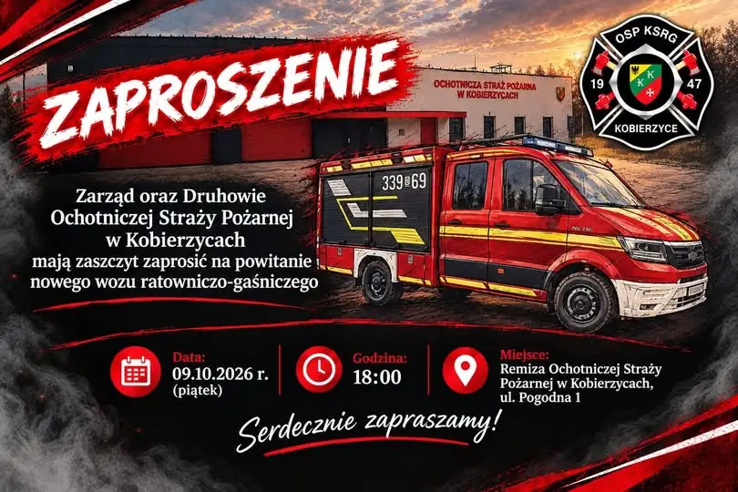 Nowy wóz ratowniczo-gaśniczy dla OSP Kobierzyce – oficjalne powitanie już 9 października