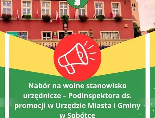 Sobótka szuka podinspektora ds. promocji – trwa nabór w urzędzie miasta i gminy