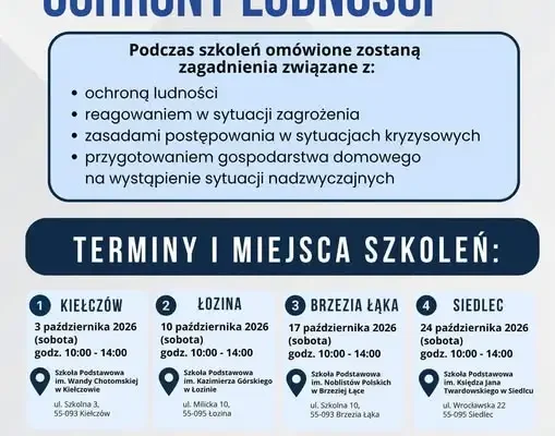 Bezpłatne szkolenia z ochrony ludności w gminie Długołęka – start już 3 października