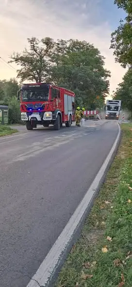 Wyciek substancji ropopochodnej na ul. Bystrzyckiej w Mietkowie – interwencja strażaków