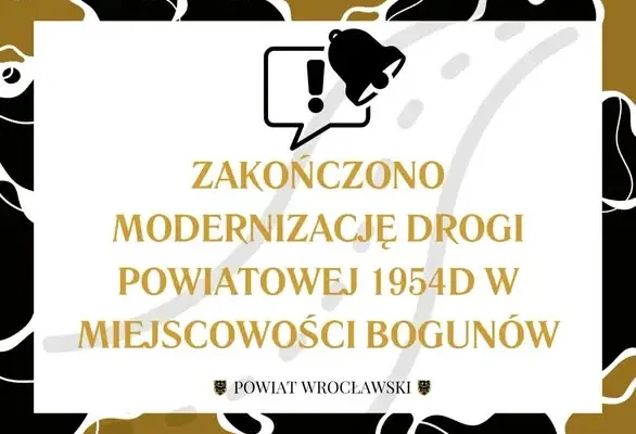 Bogunów: droga powiatowa nr 1954D z nową nawierzchnią