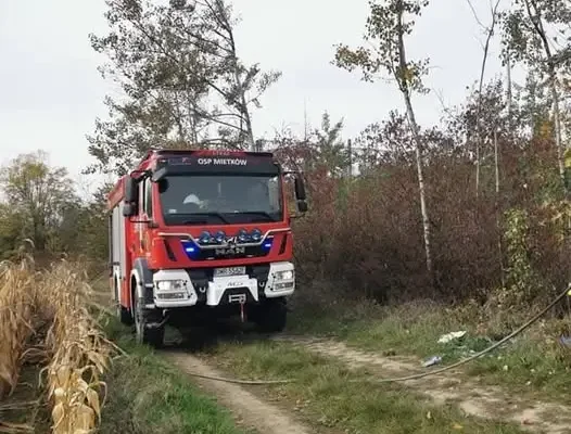 Pożar podkładów kolejowych w Proszkowicach — akcja strażaków