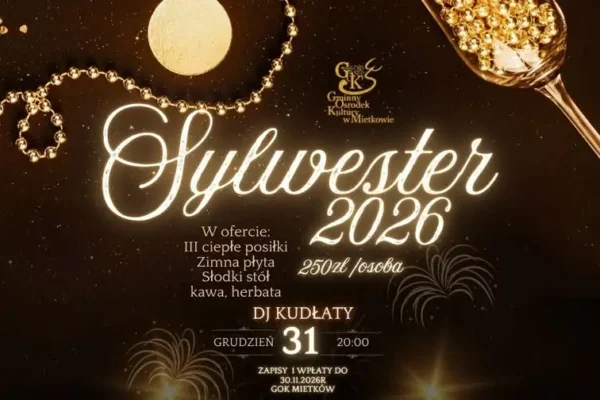 Sylwester w GOK Mietków – zabawa z DJ-em i trzema ciepłymi posiłkami