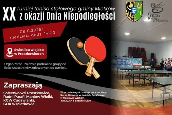 XX Jubileuszowy Gminny Turniej Tenisa w Proszkowicach z okazji Święta Niepodległości
