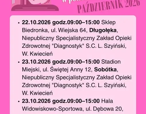 Październik miesiącem świadomości raka piersi – mammobusy w Powiecie Wrocławskim