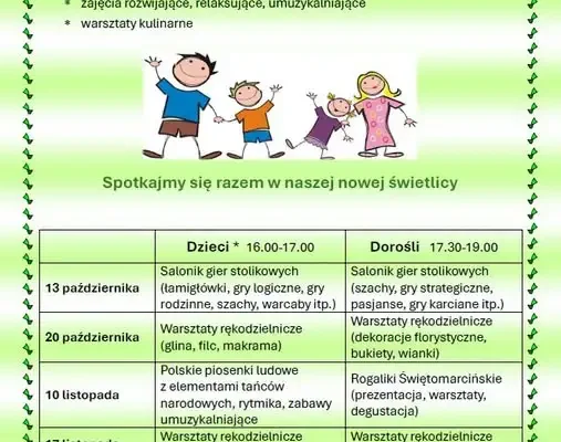 Proszkowice: cykl bezpłatnych warsztatów w nowej świetlicy – pierwsze spotkanie 13 października