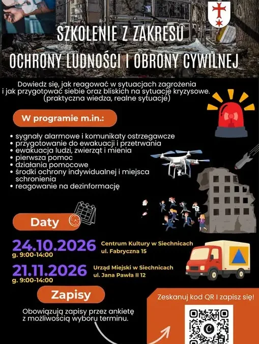 Gmina Siechnice zaprasza na szkolenie z ochrony ludności i obrony cywilnej