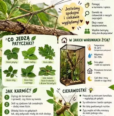 Patyczaki i ślimaki afrykańskie w sali biologicznej – uczniowie będą się nimi opiekować