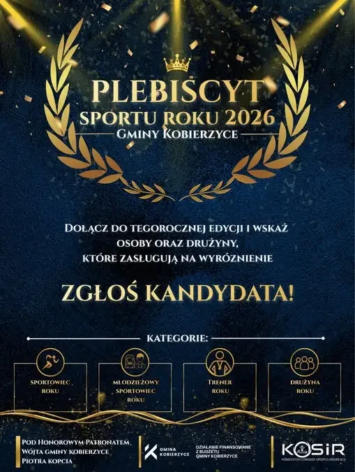 Plebiscyt Sportu Roku 2026 w Gminie Kobierzyce – zgłoszenia do 26 października