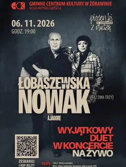 Grażyna Łobaszewska i Adam Nowak wystąpią razem w Żórawinie
