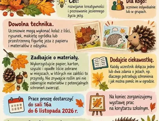Konkurs „Jesienny jeż” w SP nr 12 we Wrocławiu – prace do 6 listopada