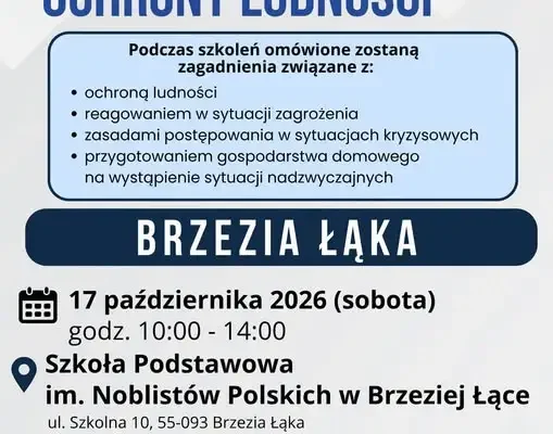 Bezpłatne szkolenie z ochrony ludności w Brzeziej Łące – już 17 października