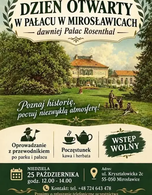 Dzień Otwarty w Pałacu w Mirosławicach – odkryj historię i atmosferę tego miejsca