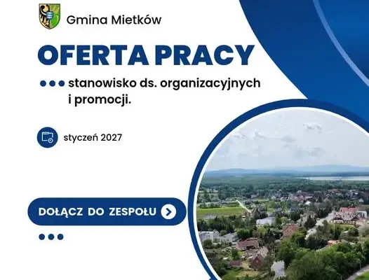 Gmina Mietków szuka specjalisty ds. organizacyjnych i promocji