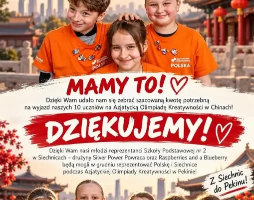 Siechnice: społeczność zebrała środki na wyjazd uczniów na olimpiadę w Pekinie
