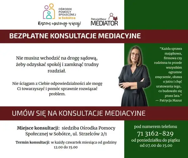 Bezpłatne mediacje w Sobótce – rusza nowa forma wsparcia dla mieszkańców