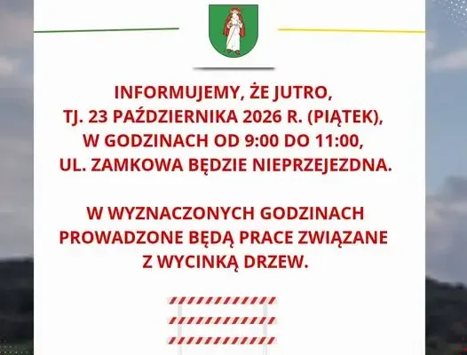 Utrudnienia na ul. Zamkowej w Sobótce – wycinka drzew