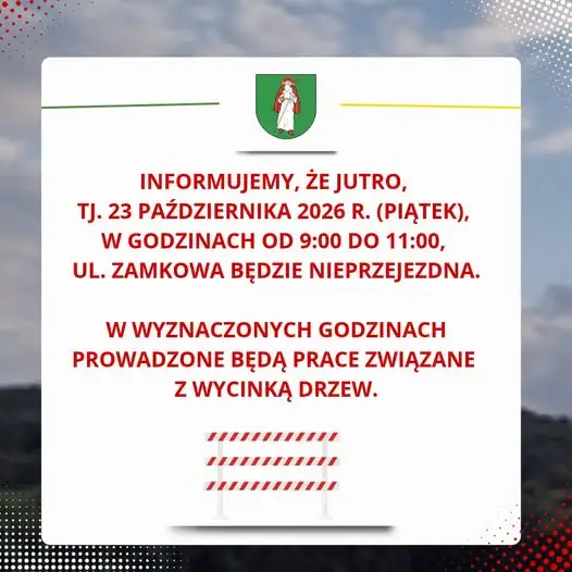 Utrudnienia na ul. Zamkowej w Sobótce – wycinka drzew