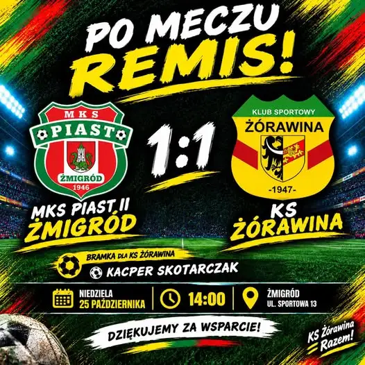 Piast II Żmigród 1:1 KS Żórawina – cenny punkt po emocjonującym meczu