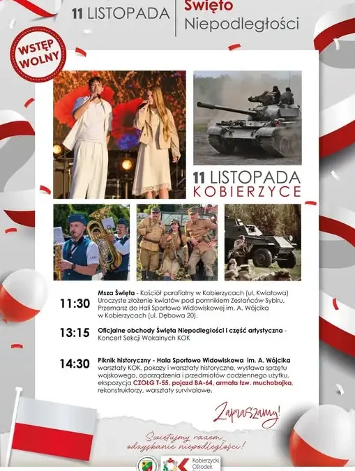 Święto Niepodległości w Kobierzycach – msza, piknik historyczny i czołg T-55