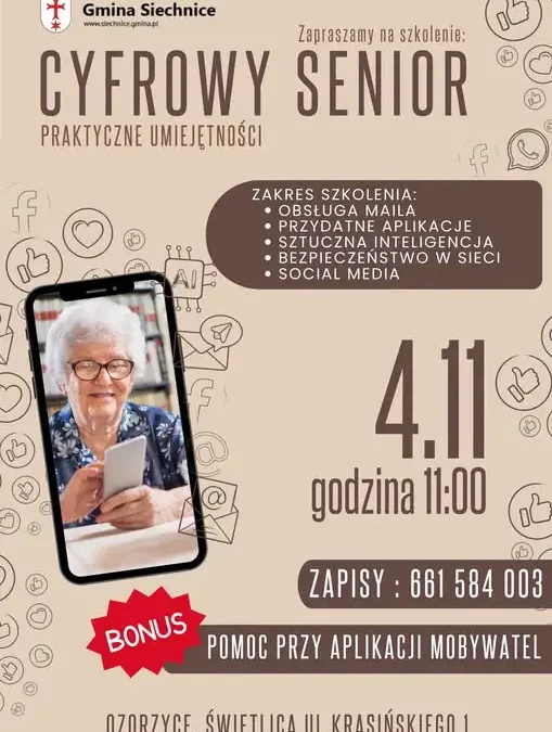 Bezpłatne warsztaty „Cyfrowy Senior” w Ozorzycach – 4 listopada